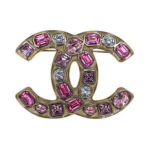 Chanel CC Brooch Pink / Lavender / Clear Diamantes